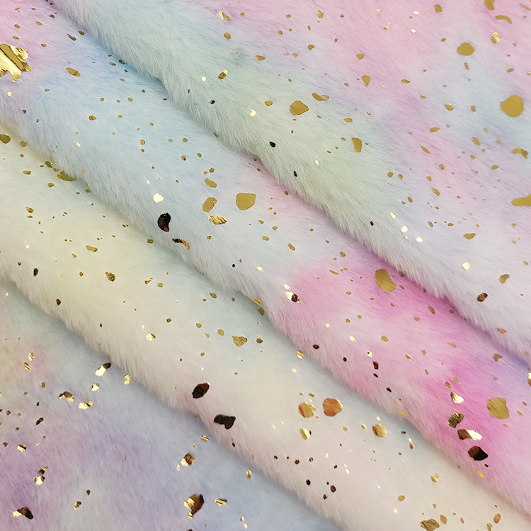 Hot Stamping Rabbit Velvet Tie-Dye Colorful Gradient Fabric