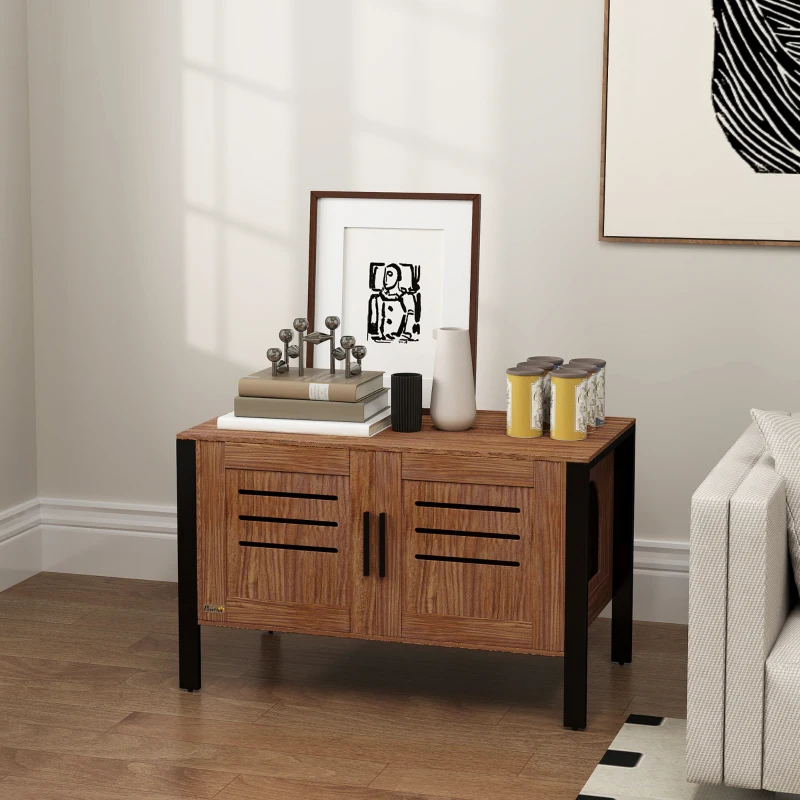 PawHut Cat Litter Box Enclosure With Tall Legs, Scratching Board, Dark Brown,