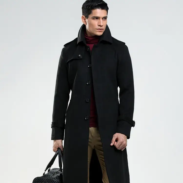 Men's Single Breasted Woolen Overcoat Coat