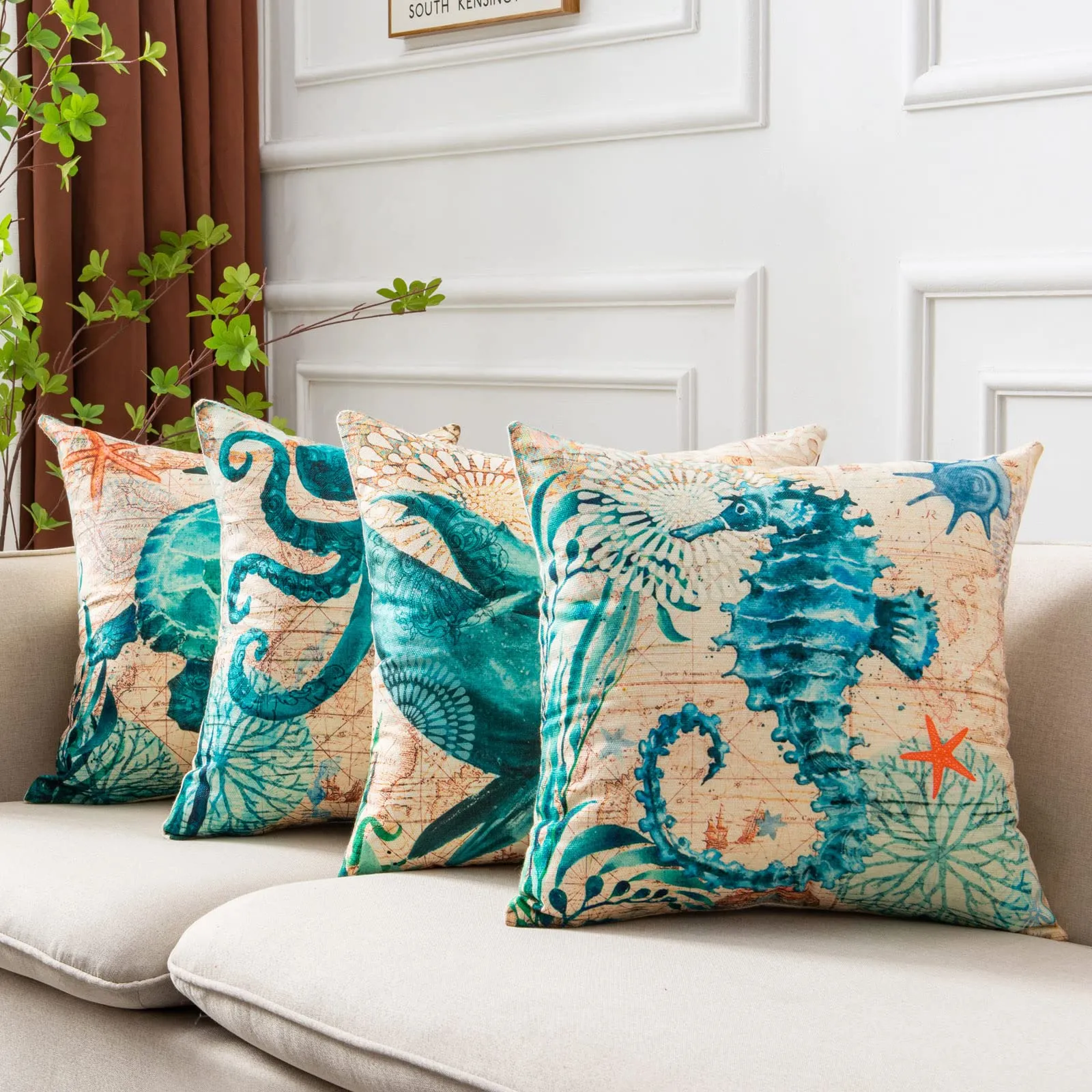 Cushion Covers Sea Turtle Printed Throw Pillow Cases For Home Decor Sofa Chair Seat – image 2