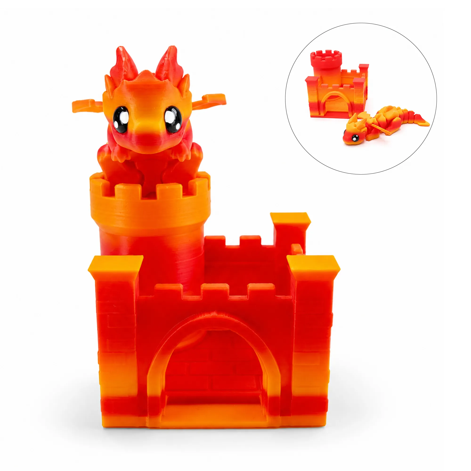 3D Printed Articulated Dragon And Castle Set