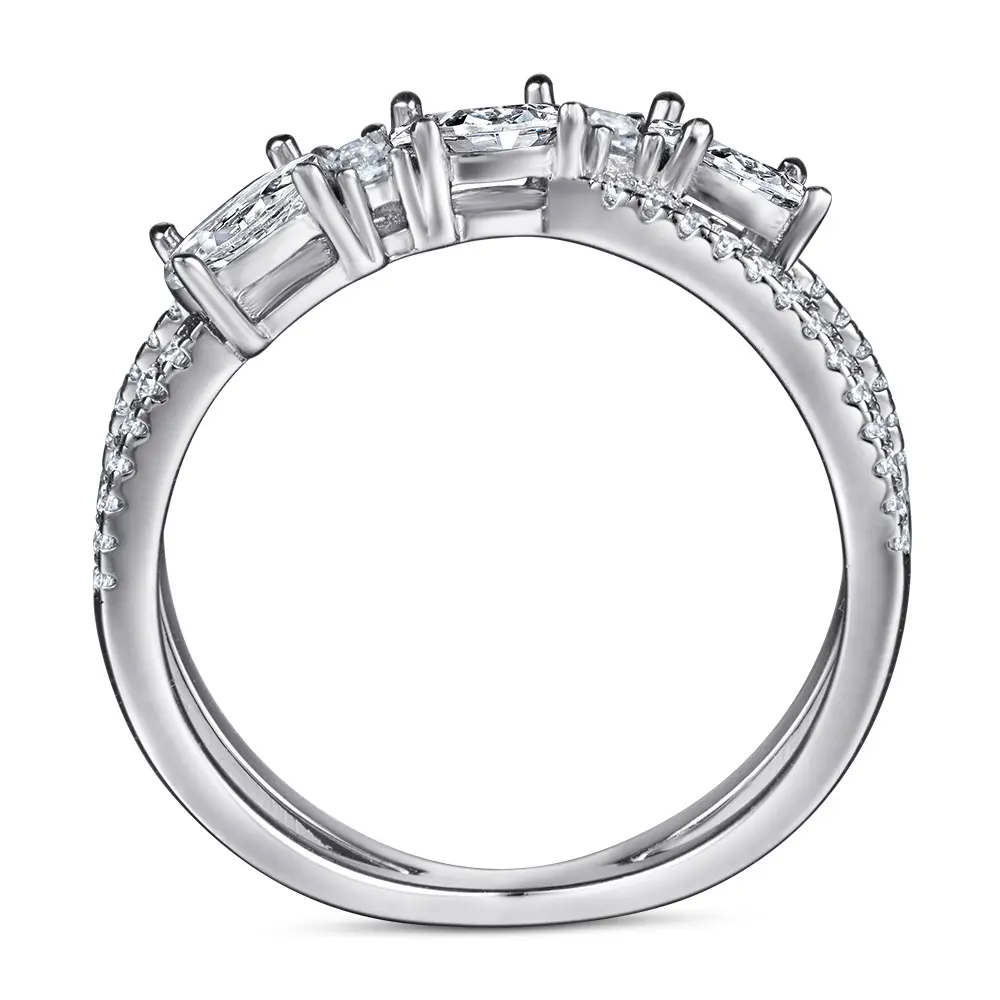 Rings 925 Silver Rotary Cross Denier Zircon