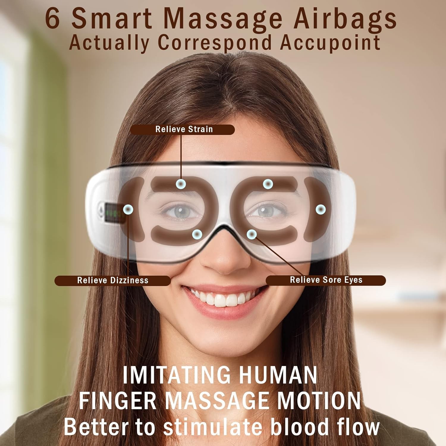 Electric Smart Eye Massager Vibration Heat Airbag Compression & Bluetooth Music — image 4