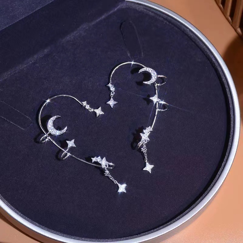 Star Moon Ear Hanging No Pierced Cold Wind Ear Rings - Picture 5 of 7