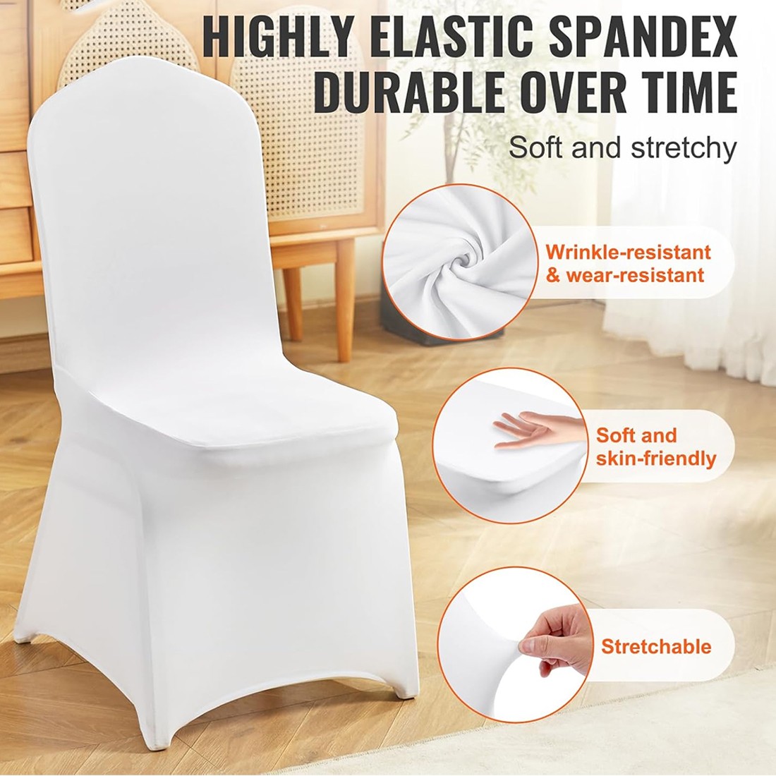 50PCS Stretch Spandex White Folding Chair Covers Gorgeous Formal Chairs — image 9