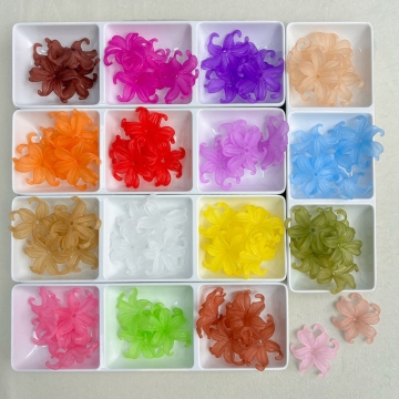Matte Acrylic Curled Petal Iris Charms, Translucent Frosted Center-Drilled Spacers For DIY Vintage Hair Sticks, Earrings & Pendant Crafts.