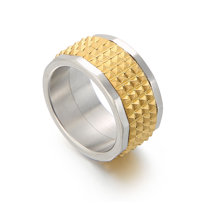 Personality Hip Hop Pyramid Men's Titanium Steel Ring