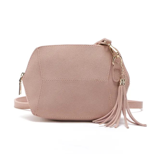 Fashionable And Simple Frosted Simulation Leather Candy Color Tassel Small Shell Bag Pink - Shop at LoveMi