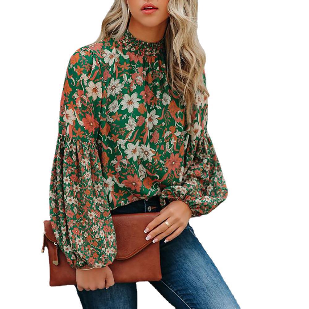 Title 6, Fashion Print Lantern Long Sleeve Loose Casual ...