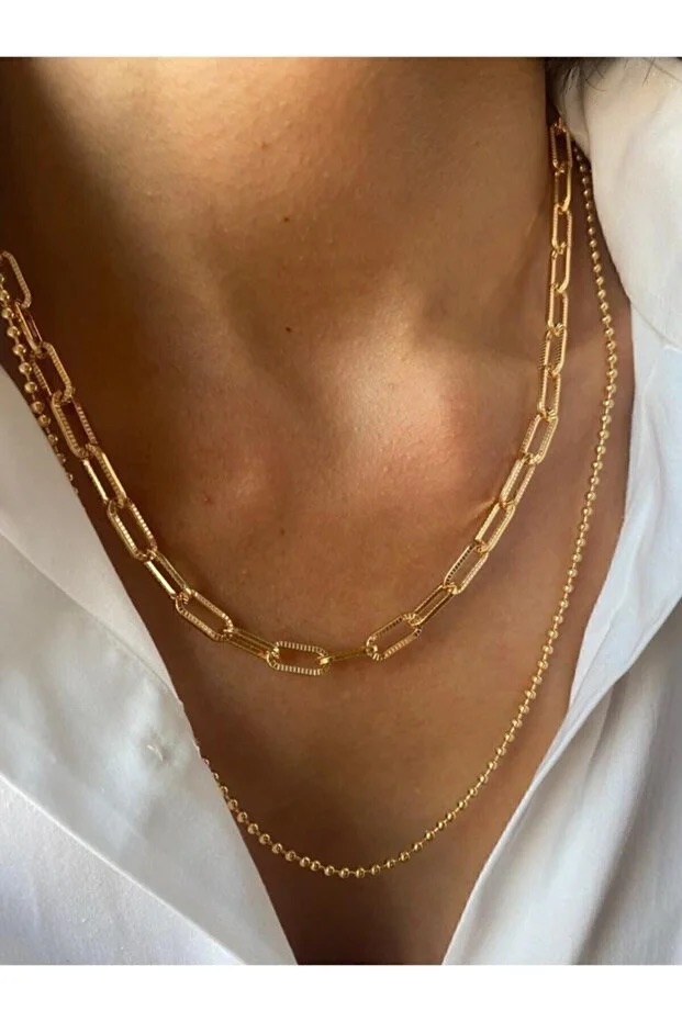 Top Chain Necklace Set Two Piece Layered Adjustable Fashion Jewelry Gift For Her