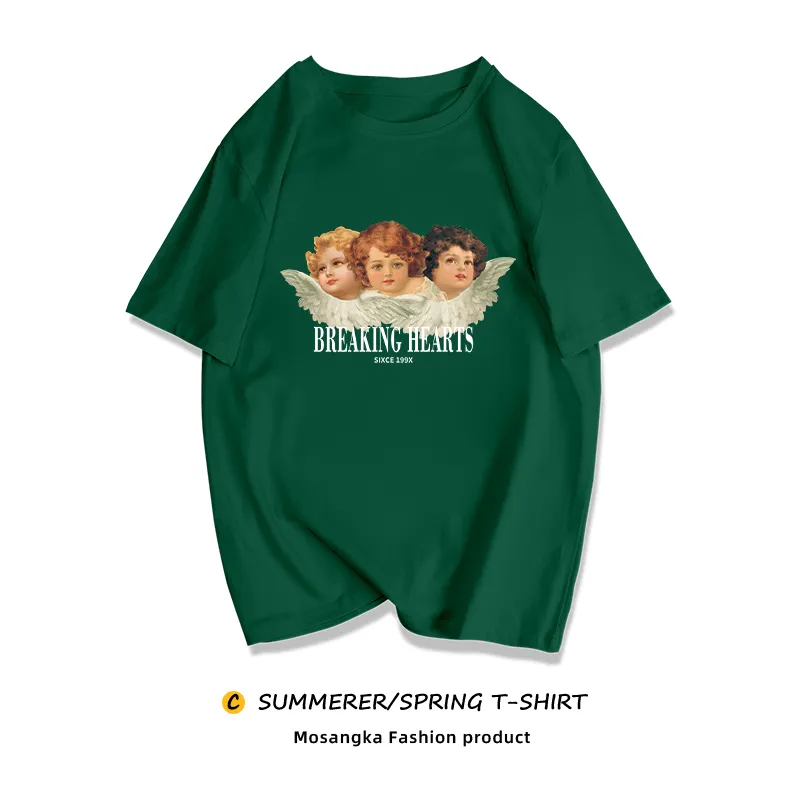 Niche Sweet And Cool T-shirt European And American Retro Plus Size MM Top - Dark Green