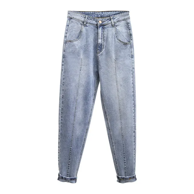 Plus Size Spring And Summer Denim Women's Loose Harem Pants Light Blue - Shop at LoveMi
