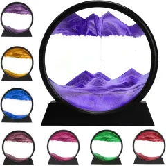 3D Dynamic Sand Art Liquid Motion, Moving Sand Art Picture Round Glass 3D Deep Sea Sandscape In Motion Display Flowing Sand Painting Relaxing Desk ... - View 1