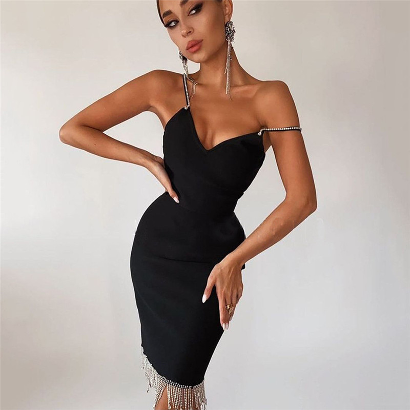 Women's Sling Fringed Buttock Dress