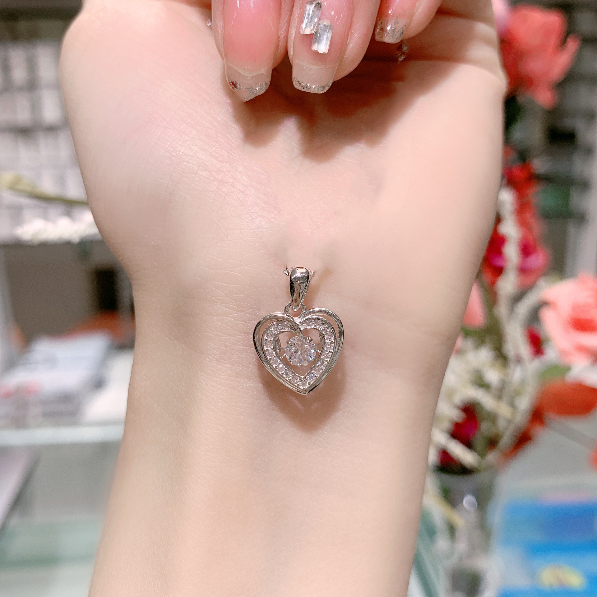S925 Sterling Silver Love Snowflake Clavicle Chain