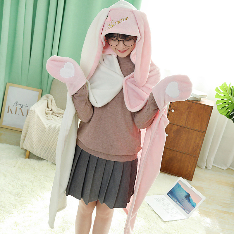 Title 4, Pure Color Hooded Coral Fleece Cartoon Cloak