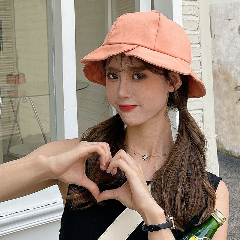 Flower Fisherman Hat Female Sweet And Cute Sunscreen Shade Student All-match Solid Color