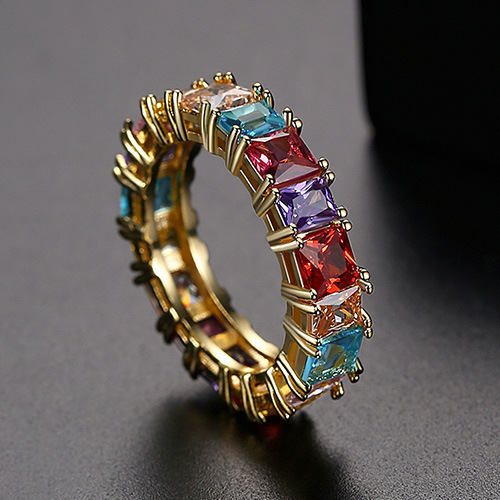 Color Zircon Ring Women's Brass Europe And America