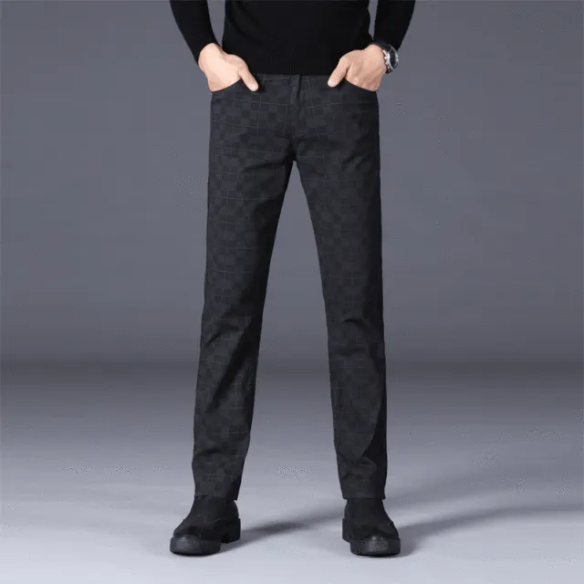 Slim Fit Cotton British Plaid Trousers Army Green - Shop at LoveMi