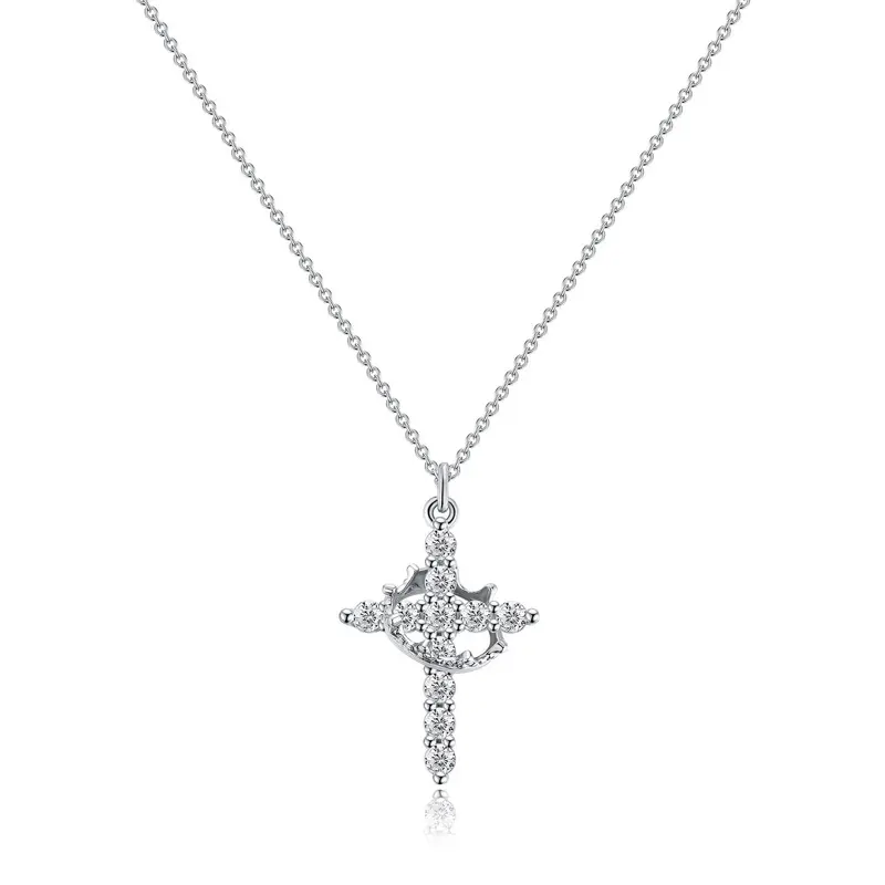 Rotatable Crown Cross Necklace