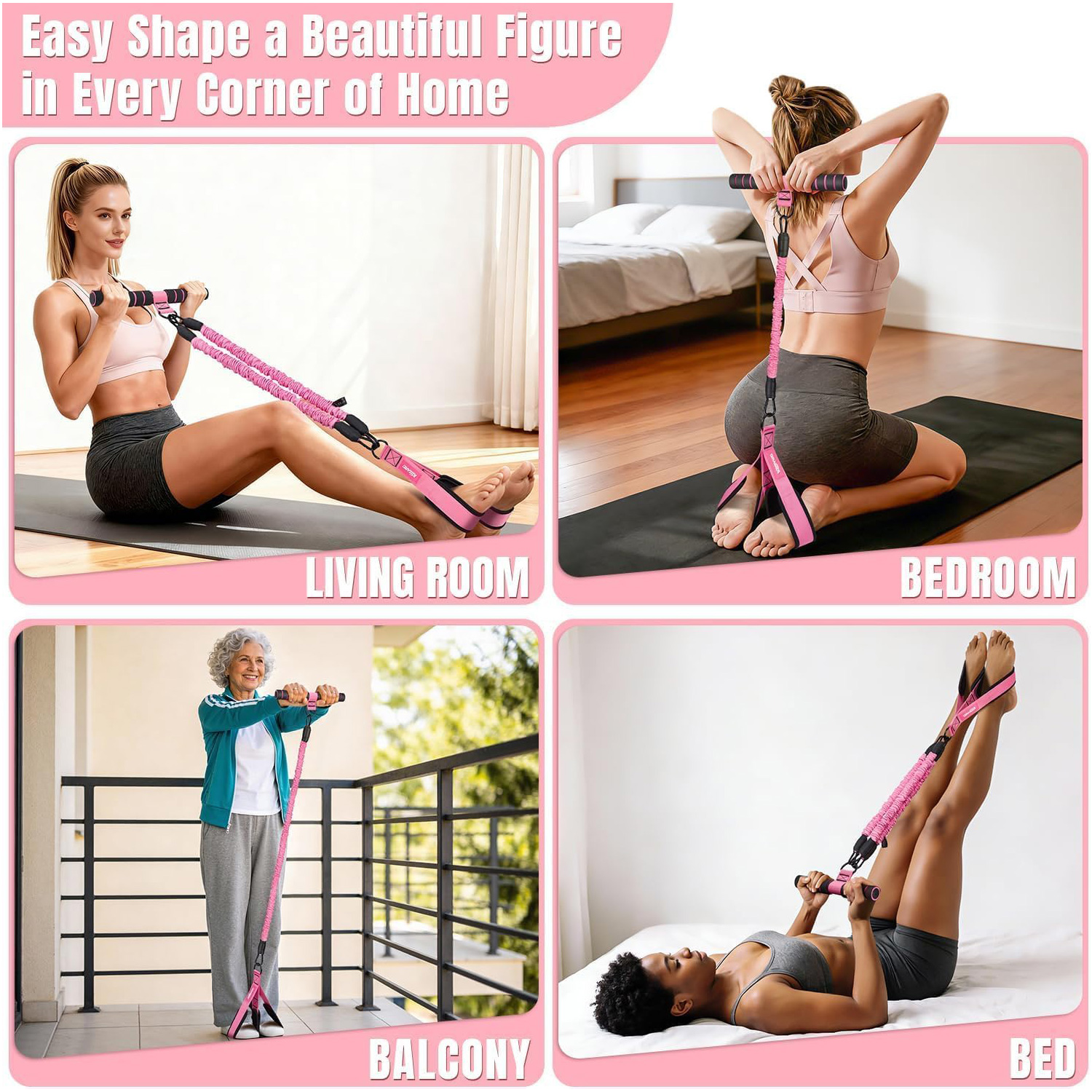 3 Tube Sit Up Resistance Bands With Handles & Foot Pedals, Adjustable Abdominal Exercise Equipment, Multifunctional Resistance Trainer For Abs, Waist, Arms & Leg Workout For Women — foto 6