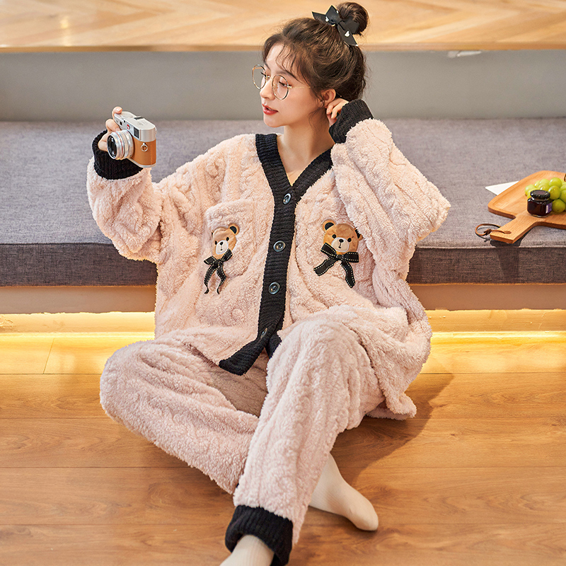 Title 16, Coral Fleece Pajamas Long-sleeved Padded Suit