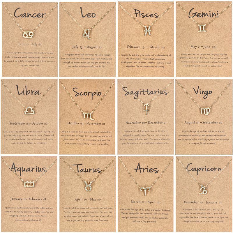 12 Zodiac Sign Necklaces With Gift Card Constellations Pendant Necklace Jewelry