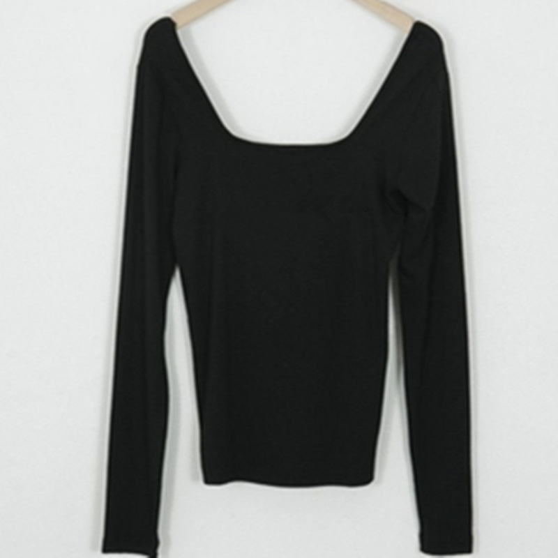 Square Neck Natal Red Slim Low-cut T-shirt