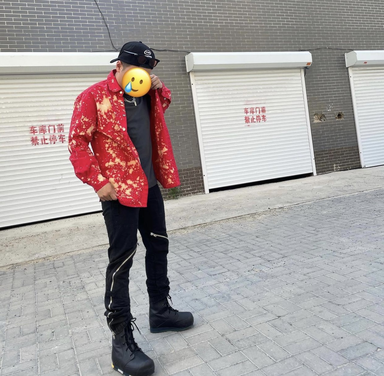 Men's Full-open Zipper And Same Style Tide Brand Distressed Jeans