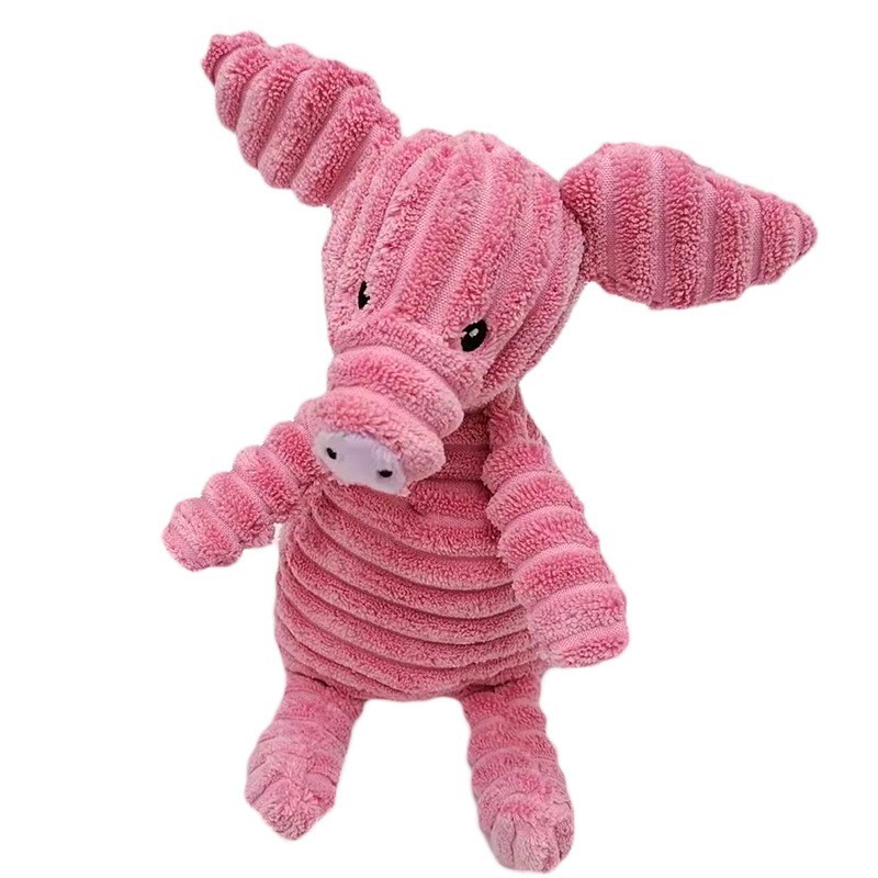 Corduroy Dog Squeaky Plush Toy – Pink