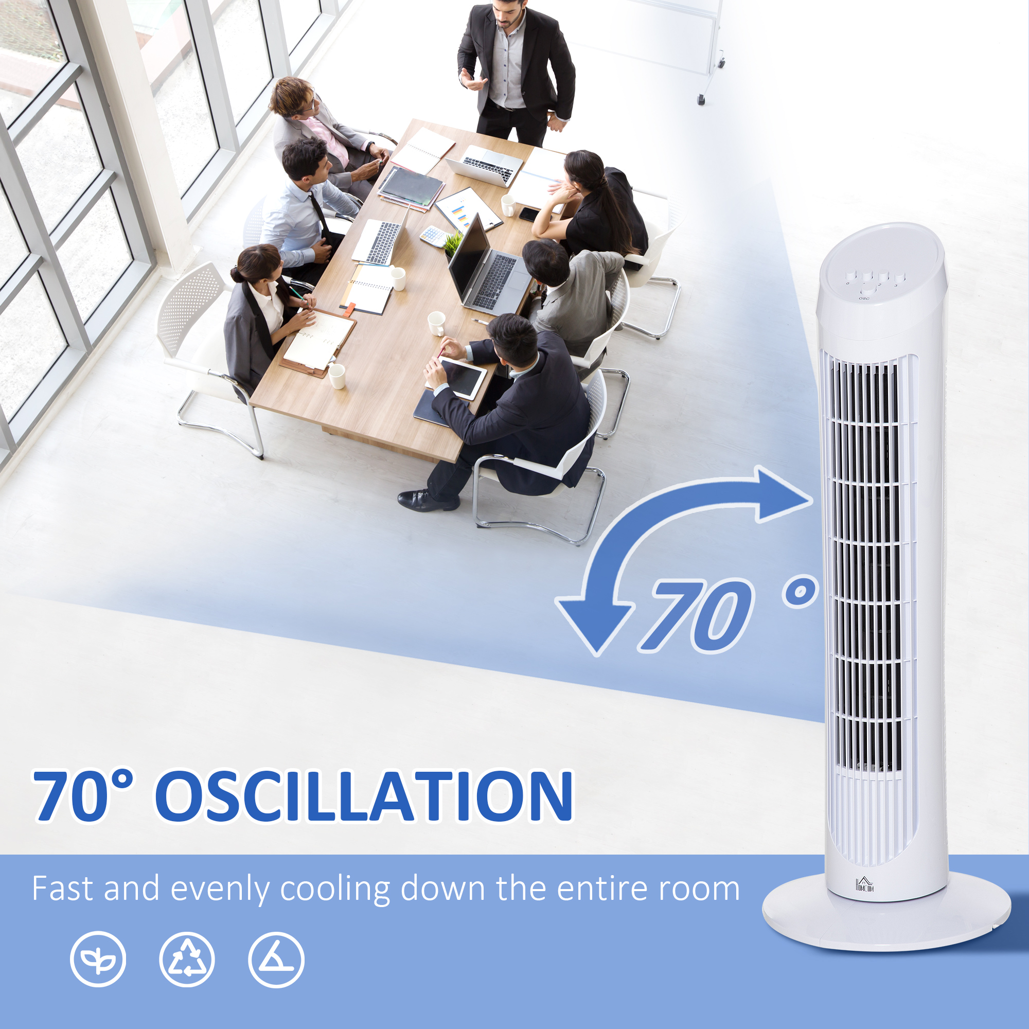 Tower Fan For Bedroom Cooling, 30 Inch Electric 70 Oscillating Fan With 3 Speed Settings, Standing Floor Fan For Home Office Indoor, White This Product Is Prohibited From Sale On Amazon.