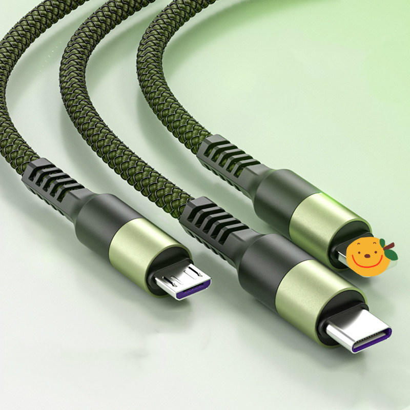 New Nylon Braided 3A Round Head One Tow Three Fast Charging Data Cable