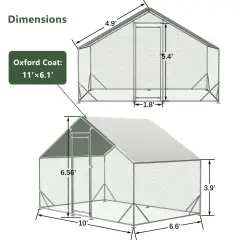 Large Metal Chicken Coop, Walk-in Chicken Run, Galvanized Wire Poultry Chicken Hen Pen Cage, Rabbits Duck Cages With Waterproof And Anti-Ultraviole... - View 1