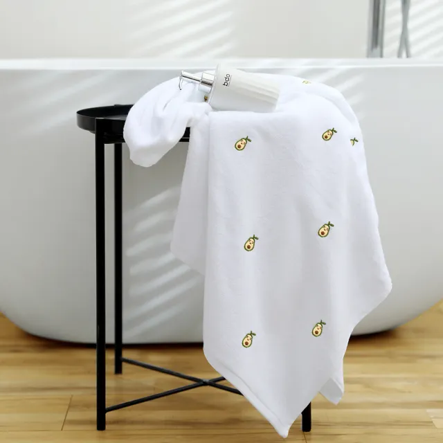 Full Embroidery Avocado Cotton Bath Towel White - Shop at LoveMi
