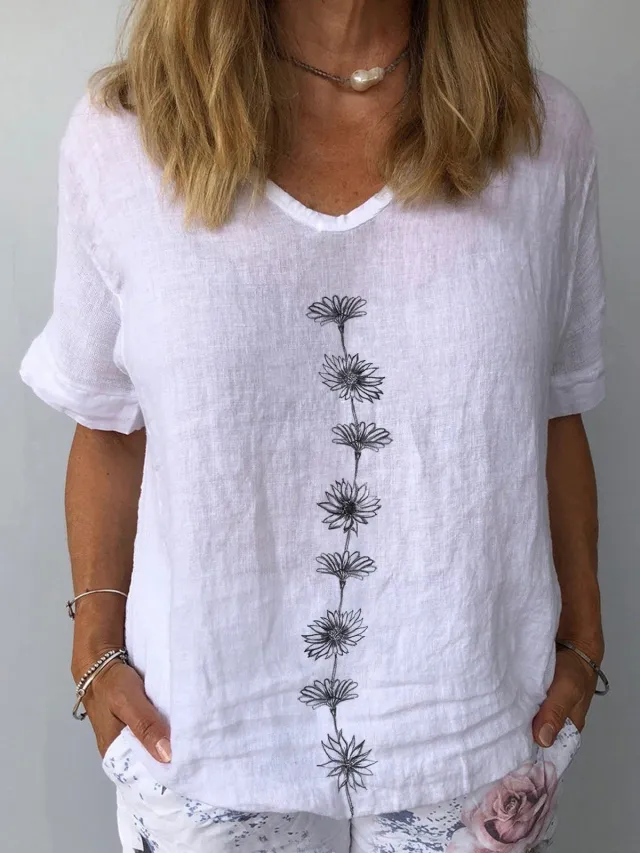Leisure Round Neck Short Sleeve Digital Printing Slimming Dx219744 2Xl - Shop at LoveMi