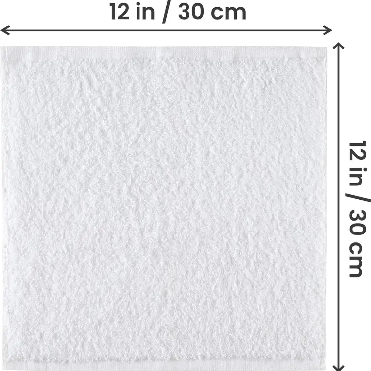 Towels 12 Pack Cotton Washcloths Set,  Ring Spun Cotton, Premium Flannel Face Cloths, Highly Absorbent And Soft Feel Fingertip Towels, White