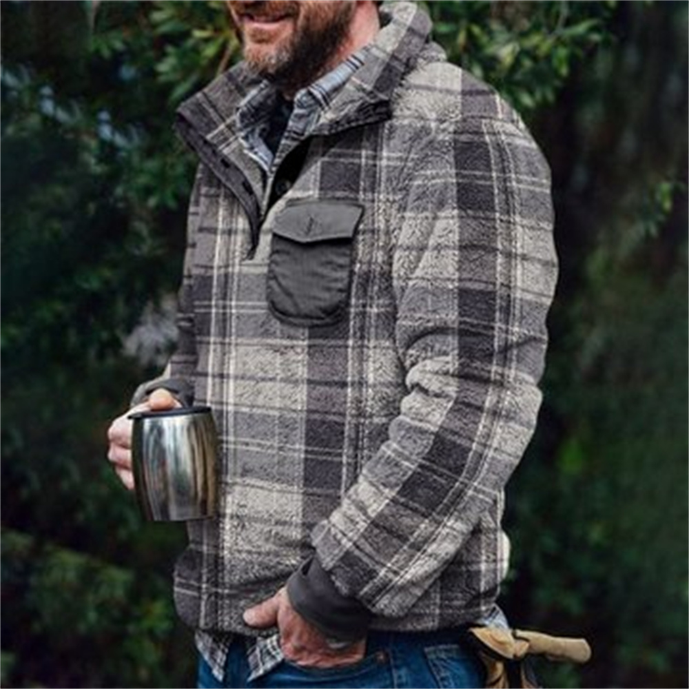 Autumn And Winter Casual Button Pocket Flannel Plush Men's Sweater