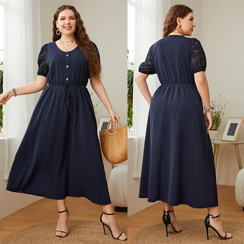 Black Fashion Personality Plus Size Women's Dress