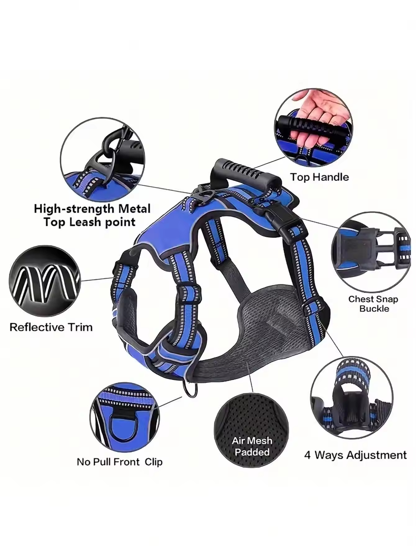 Tactical Service Dog Harness Strap Set, Car Seat Belt, Collapsible Bowl, Biodegradable Trash Bag Set For Dogs - Image 3