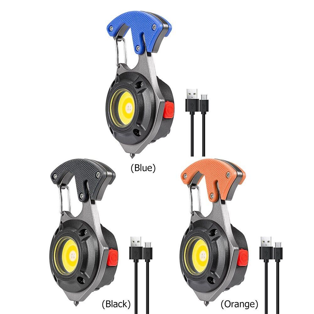 COB LED Flashlight Outdoor USB Rechargeable Keychain Light Hook — image 7