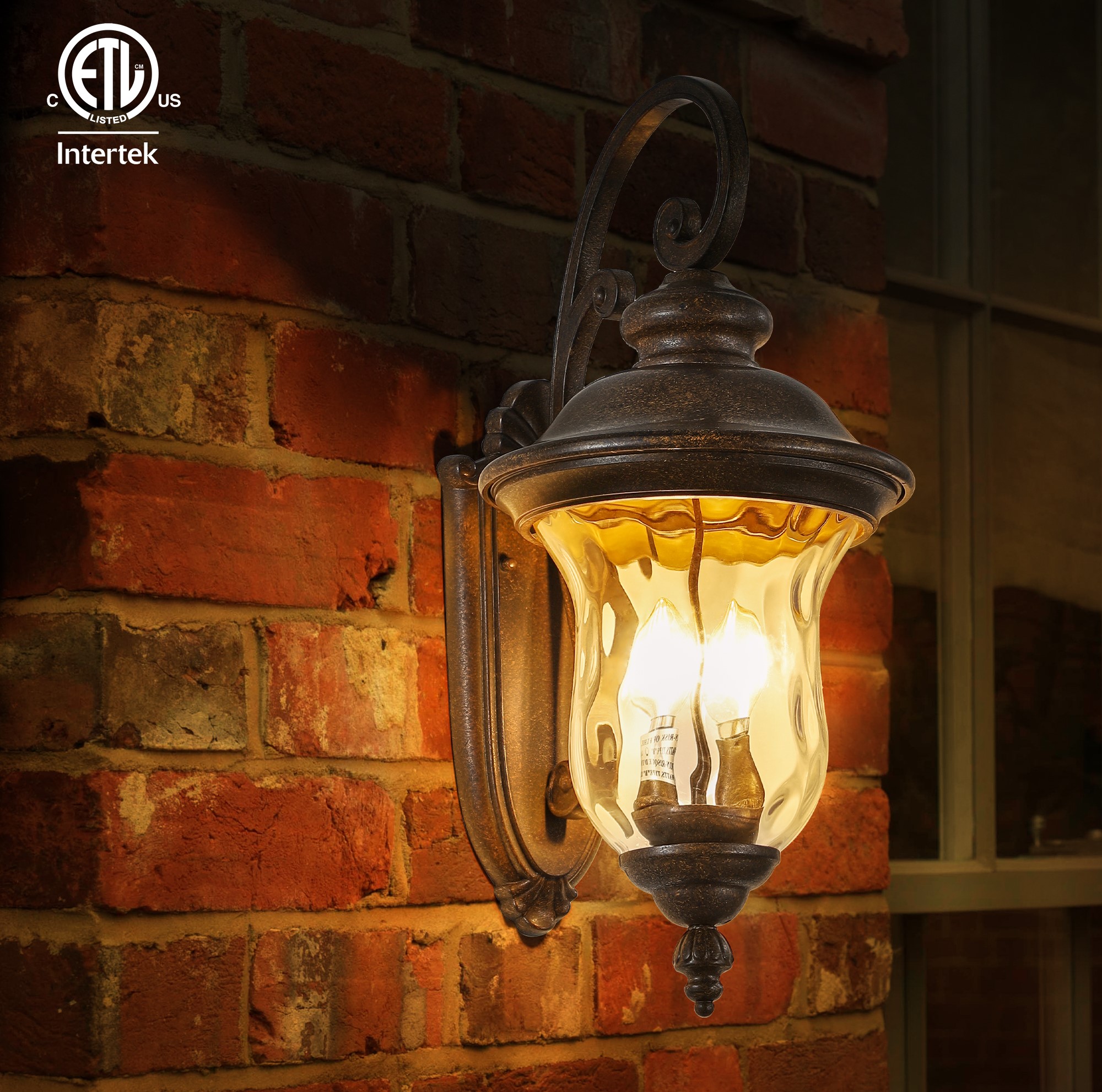 22 H Vintage Outdoor Wall Lantern, Weatherproof Exterior Sconce Light With Clear Glass Shade, Waterproof Wall Mount Light Fixture For Patio, Porch, Or Entryway One Piece & No Bulb - Image 1