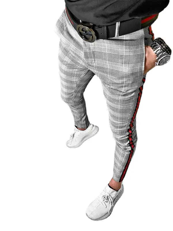 Check Print Casual Fashion Suit Pants
