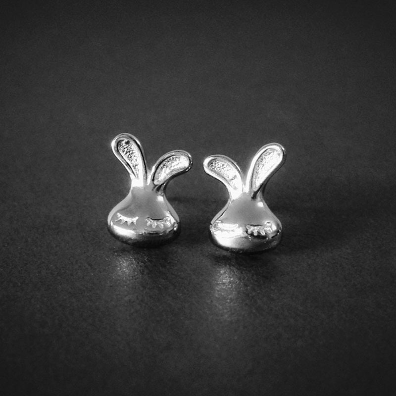 S925 Silver Earrings Hypoallergenic Little White Rabbit Female Earrings