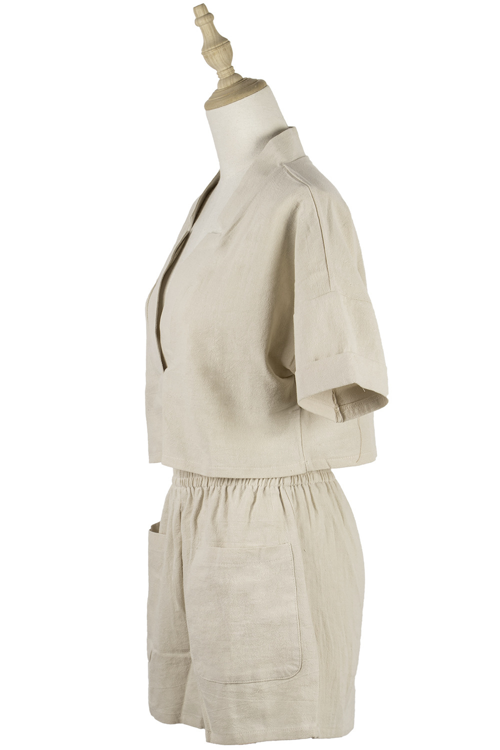 V-neck Short-sleeved Fashion Casual Loose Shorts Pocket Two-piece Suit