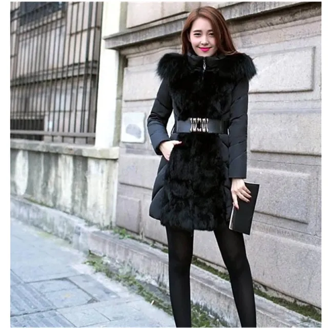 Fashionable Women's Luxury Style Winter Warm Leather Collar Jacket Black - Shop at LoveMi