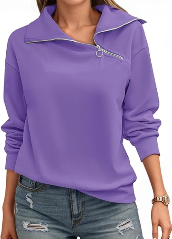 Women’s zipper turtleneck pullover sweatshirt