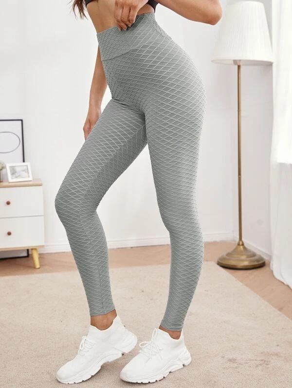 Jacquard Stretch Fitness Pants High Waist Tight Exercise Yoga Pants - Image 9