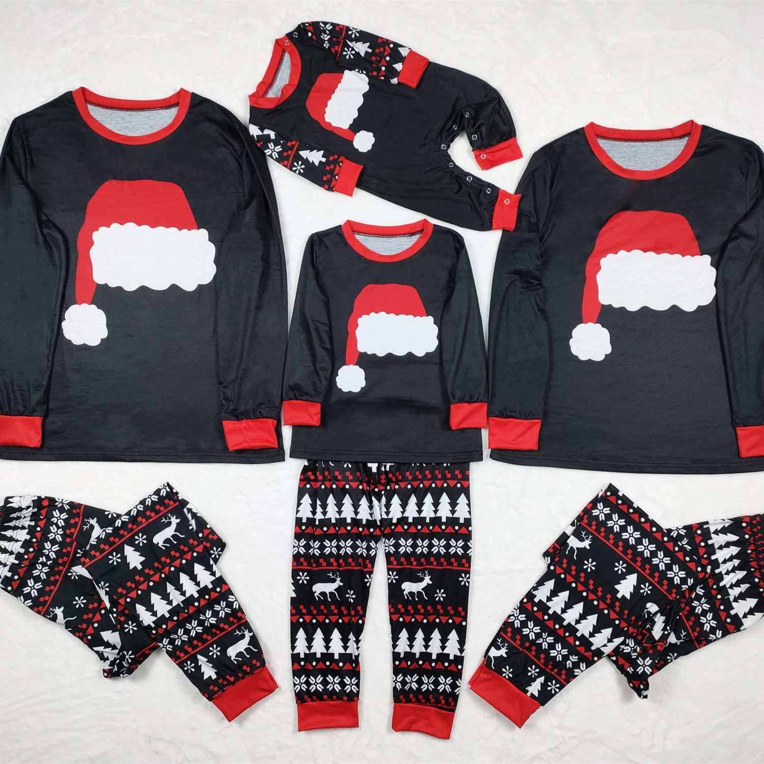 New Autumn And Winter Pajamas Set Home Wear Christmas Hat Printed Parent-child Suit — foto 5