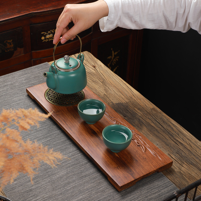 Creative Retro Household Solid Wood Tea Tray Small Fan