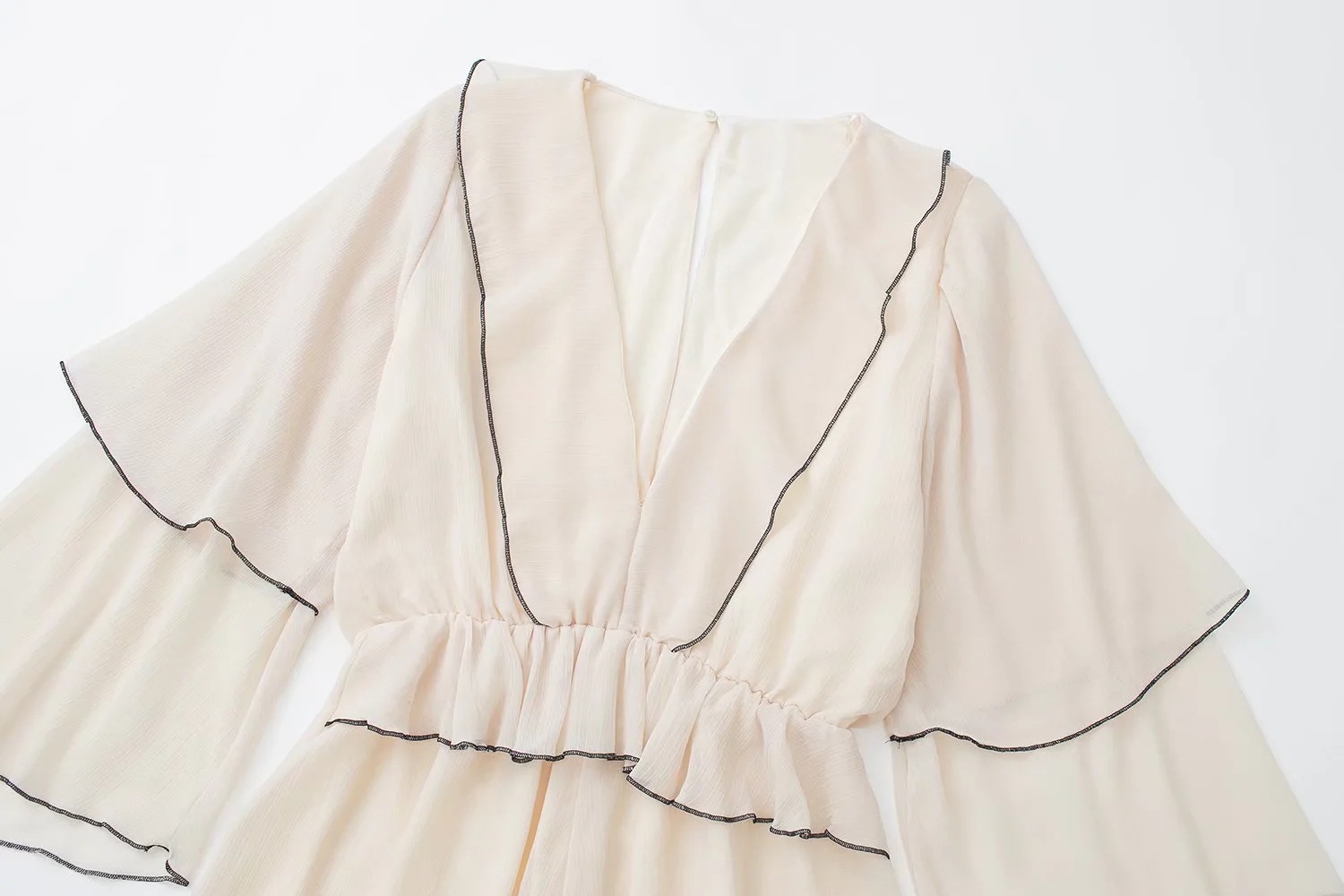 Ruffled Playsuit With V-neck Waist Long - Image 7